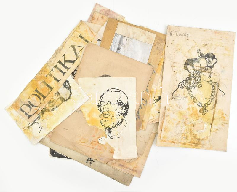 Bardócz Árpád (1882-1938): 22 db illusztráció. Klf. technikák (tus, nyomat), papír. Részben jelzett. Sérült, foltos. Klf. méretekben.