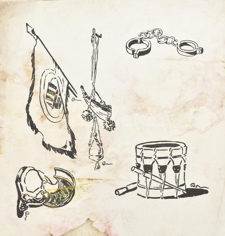 Bardócz Árpád (1882-1938): 22 db illusztráció. Klf. technikák (tus, nyomat), papír. Részben jelzett. Sérült, foltos. Klf. méretekben. - Image 3