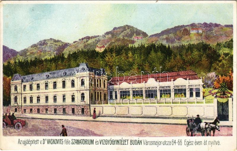 1906 Budapest XII. Újjáépített Dr. Vaskovits-féle Szanatórium és Vízgyógyintézet. Városmajor utca 64-66.