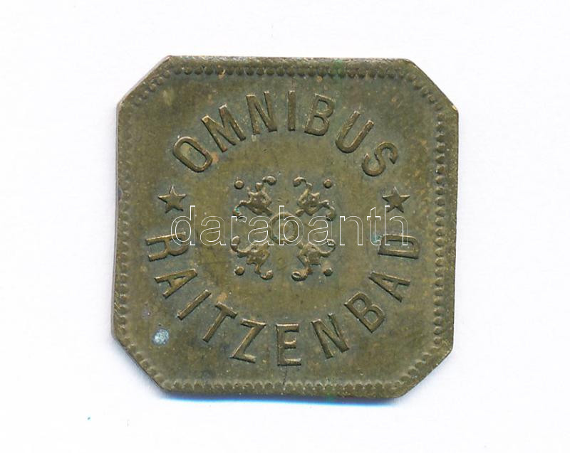 ~20. század eleje 'Társaskocsi Ráczfürdő / Omnibus Raitzenbad' Cu közlekedési bárca T:2 patina - Image 2
