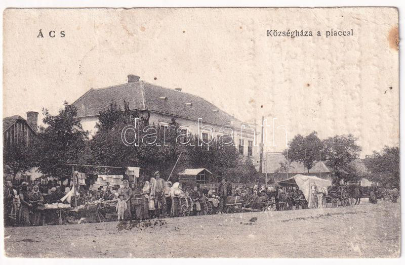 Ács, községháza, piac, árusok. Szalay cég kiadása (Rb)