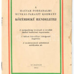 1956 Forradalmi Munkás Paraszt kormány rendeletei 32 p szakadásokkal