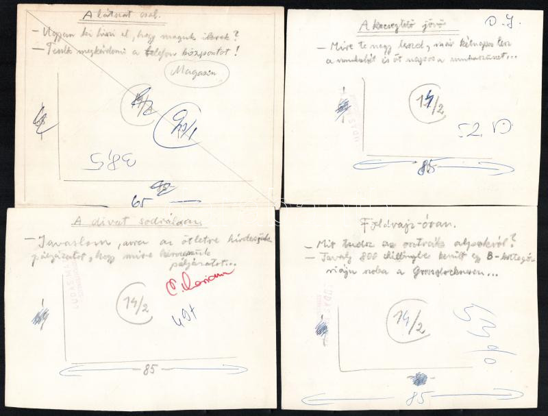 Szegő Gizi (Gis), (1902-1985): Ludas Matyiban megjelent grafikák, karikatúrák vázlatai. 14 db. Vegyes technika, papír, összes jelzett. Többségének hátoldalán 'Ludas Matyi Szerkesztősége' vagy 'Ludas Magazin' bélyegzővel. 11,5x10,5 - Image 4