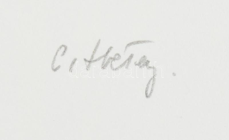 Hetey Katalin (1924-2010): Geometrikus kompozíció. Szitanyomat, papír. Jelzett. Számozott (23/40). Lapméret: 54x43 cm / Screenprint on paper, signed, numbered (23/40). - Image 3