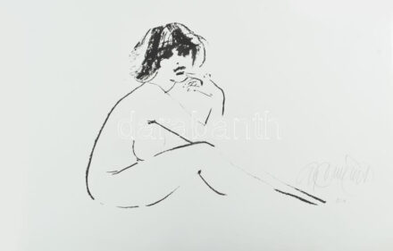 Gyémánt László (1935-): Ülő női akt. Szitanyomat, papír, jelzett, művészpéldány E.A./Ex. jelzéssel. Lapméret: 49x65 cm / Screenprint on paper, signed, artist's proof..