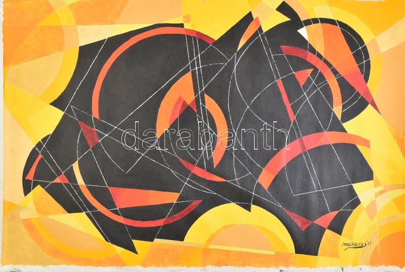 Szekeres József (1944-): Kompozíció, 2017. Olaj, vászon. Jelzett. Vakráma nélkül, feltekerve. 65x93 cm