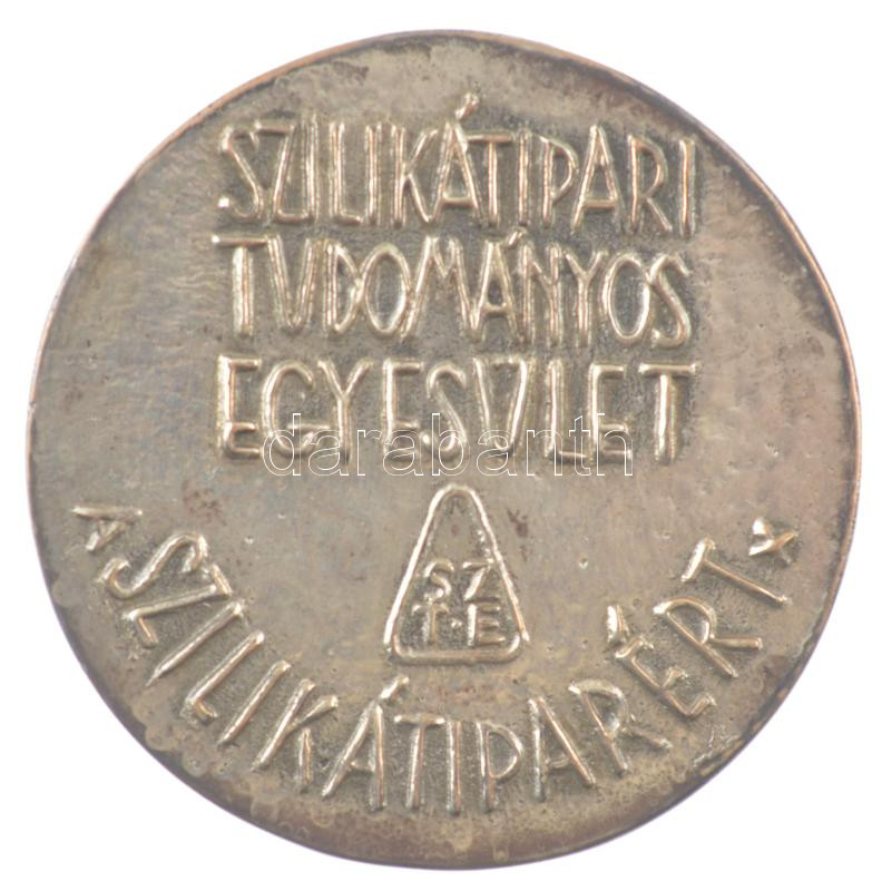 DN 'Szilikátipari Tudományos Egyesület - A szilikátiparért' kétoldalas ezüstözött fém emlékérem (62mm) T:2 - Image 2