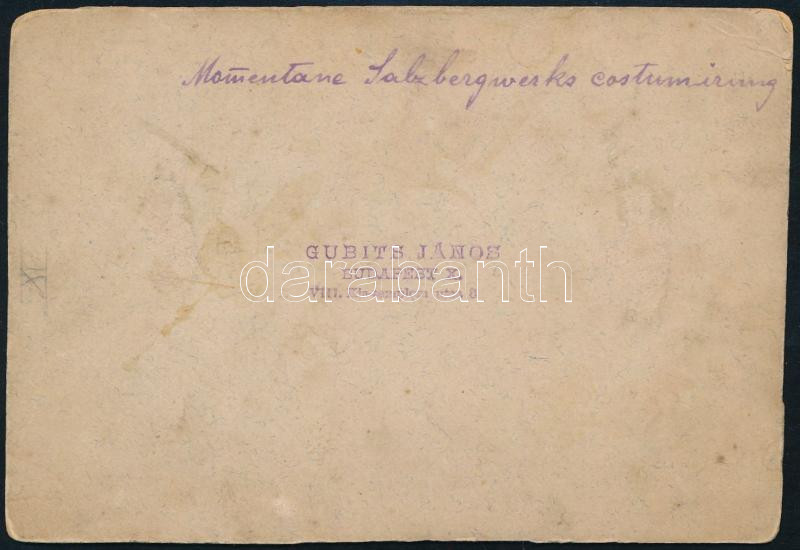 cca 1900 Marosújvár, kosztümös fotó, feliratozva, 8×12 cm - Image 2