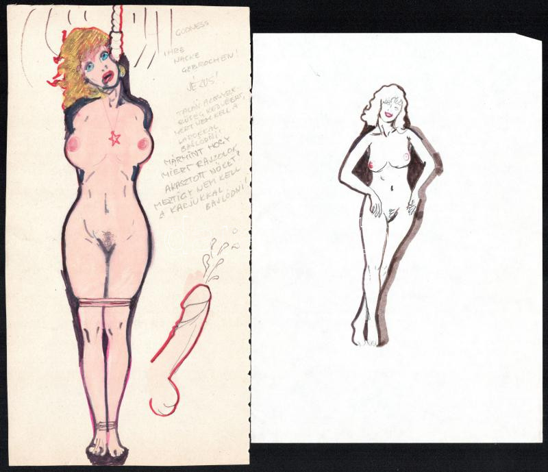 Jelzés nélkül: Pornó grafika, 4 db, 21×14,5 cm