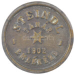 Szilas József (?) 1902. 'Steindl tanár emlékére' kétoldalas aranyozott vas emlékérem (75mm) T:1-,2 - Image 2