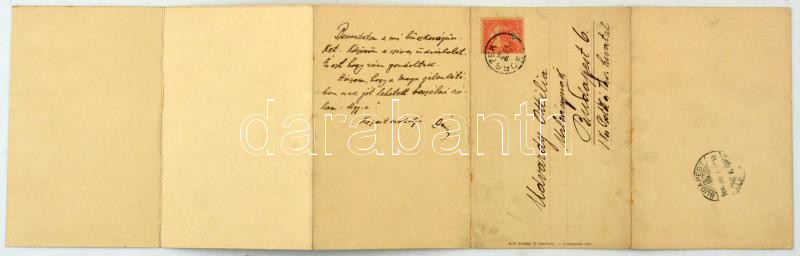1906 Borszék, Borsec; Öt részes kihajtható panorámalap. Soós kiadása / 5-tiled folding panoramacard - Image 2