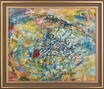 Lunger Katalin (?-): Színes kép. Olaj, farost. Jelzett. Dekoratív fakeretben, 50x60 cm