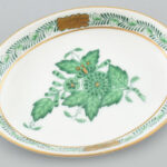Herendi Apponyi mintás porcelán tálka, kézzel festett, jelzett, kis kopásnyomokkal, 9,5×7,5 cm