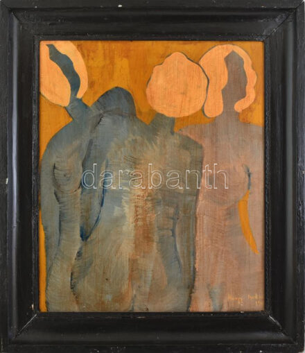 Nagy István jelzéssel: Három grácia. Olaj, farost, fakeretben, 65x59 cm