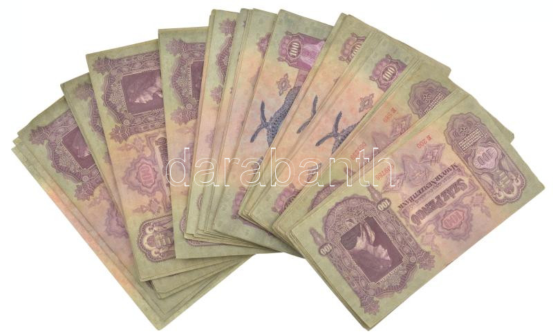 1930. 100P (100x), közte sorszámkövetők, nem korabeli kötegelővel T:I--III Adamo P17 - Image 2