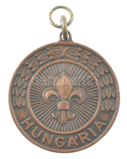 1988. 'Hungária / 1912-1988' kétoldalas bronz cserkész emlékérem füllel (30mm) T:2 kis ph