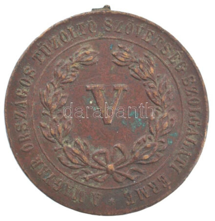 1884. 'A Magyar Országos Tűzoltó Szövetség Szolgálati Érme' kétoldalas bronz emlékérem fülhellyel (36mm) T:2 patina