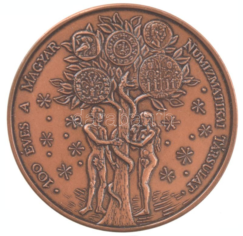 Lebó Ferenc (1960-) 2001. 'MÉE - 1000 éves a magyar pénzverés / 100 éves a Magyar Numizmatikai Társulat' kétoldalas bronz emlékérem (42,5mm) T:1,1-
