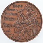 Lebó Ferenc (1960-) 2001. 'MÉE - 1000 éves a magyar pénzverés / 100 éves a Magyar Numizmatikai Társulat' kétoldalas bronz emlékérem (42,5mm) T:1,1- - Image 2