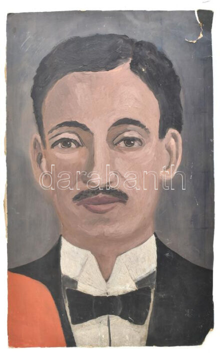 Jelzés nélkül: Portré. Olaj, karton. Sérült. 48x29,5 cm