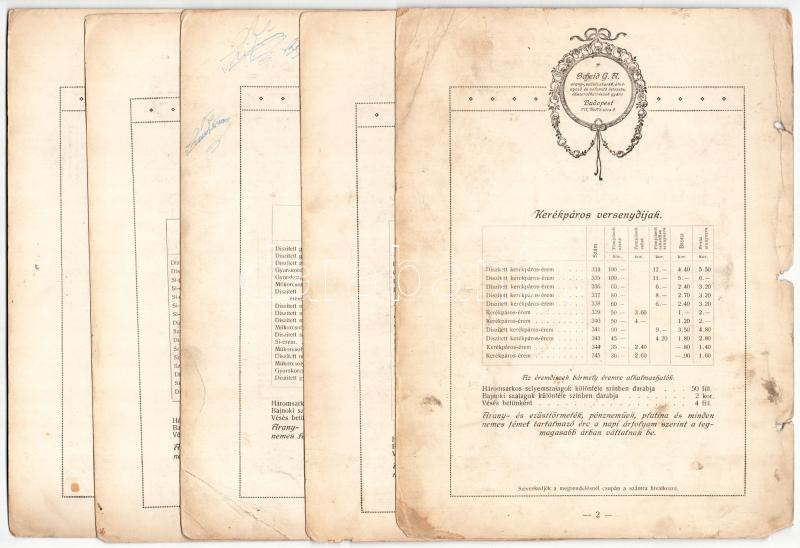 'Scheid G.A. arany-, ezüstvakarék, ötvényező és választó intézete, ékszeralkatrészek gyára' 5xklf megrendelőlap T:III lefűzésnyom, folt, firka - Image 4