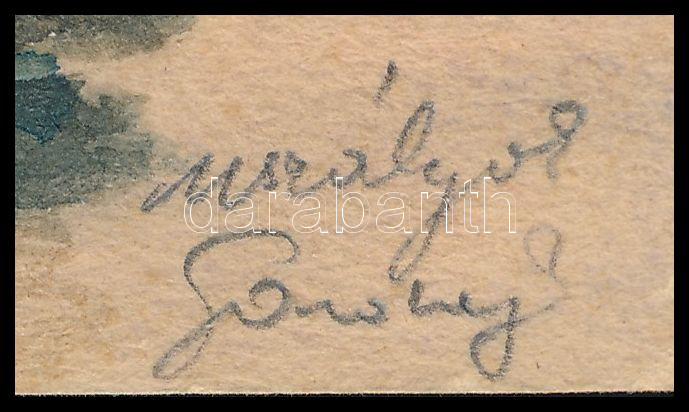 Olvashatatlan jelzéssel: Uszályok. Akvarell, papír, 27,5×19 cm. - Image 2