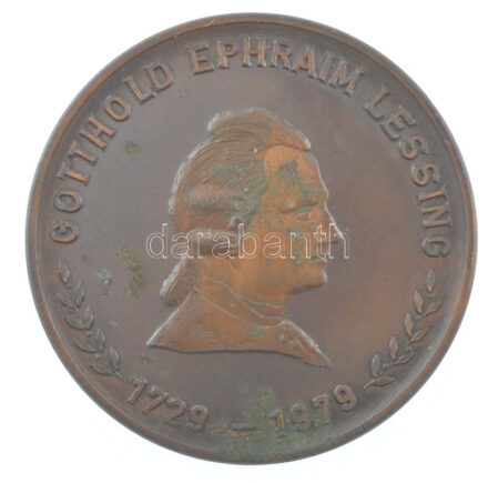 NDK 1979. 'Gotthold Ephraim Lessing 1729-1979 / Az NDK Kulturális Egyesületének Kamenz-i Numizmatikai Csoportja' kétoldalas bronz emlékérem (60mm) T:2 patina GDR 1979. 'Gotthold Ephraim Lessing 1729-1979 / Kulturbund der DDR Fachgruppe