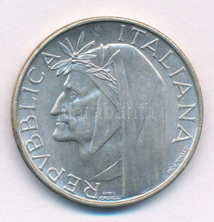 Olaszország 1965R 500L Ag 'Dante születésének 700. évfordulója' T:1- Italy 1965R 500 Lire Ag '700th Anniversary - Birth of Dante' C:AU Krause KM#100