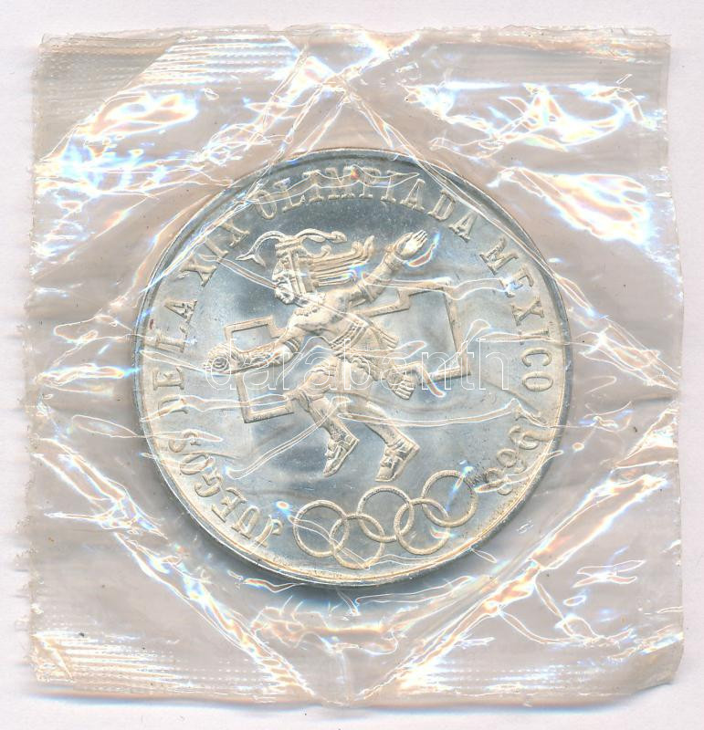 Mexikó 1968. 25P Ag 'Olimpia' sérült fóliatokban T:1 Mexico 1968. 25 Pesos Ag 'Olympiad' in damaged foil packing C:UNC Krause KM#479.1