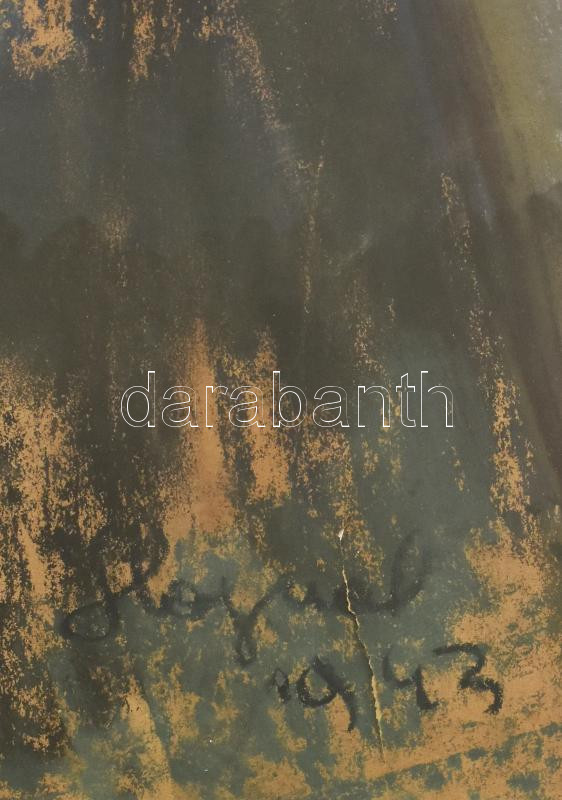 Hajnal János (1913-2010): Önarckép, 1943. Pasztell, papír, jelezve jobbra lent, sérült. Üvegezett fakeretben. 96,5x63 cm. KIZÁRÓLAG SZEMÉLYES ÁTVÉTEL, NEM POSTÁZZUK! / ONLY PERSONAL COLLECTION AT OUR OFFICE! - Image 2