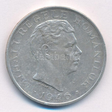 Románia 1946. 100.000L Ag 'I. Mihály' T:2 kis ph., patina Romania 1946. 100.000 Lei Ag 'Mihai I' C:XF small edge error, patina Krause KM#71