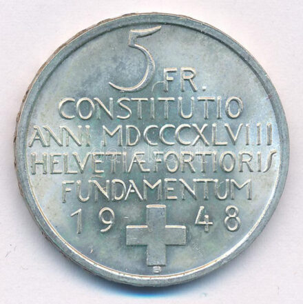 Svájc 1948B 5Fr Ag 'Svájci Alkotmány Centenáriuma' T:1- Switzerland 1948B 5 Francs Ag 'Swiss Constitution Centennial' C:AU Krause KM#48