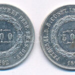 Brazília 1862. 500R Ag (2x) T:2 Brazil 1862. 500 Reis Ag (2x) C:XF Krause KM# 464