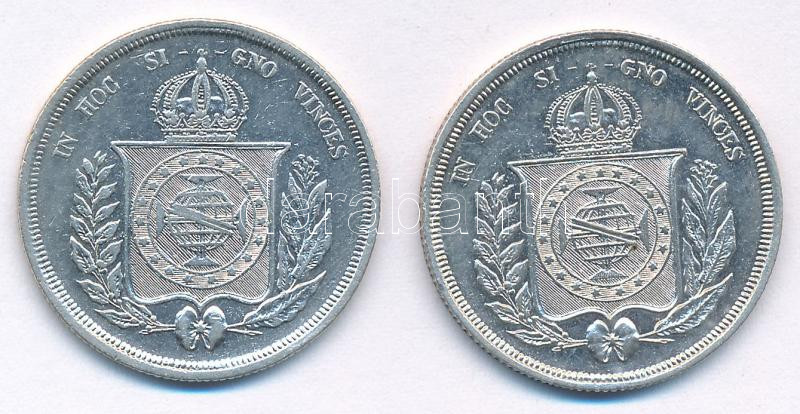 Brazília 1862. 500R Ag (2x) T:2 Brazil 1862. 500 Reis Ag (2x) C:XF Krause KM# 464 - Image 2
