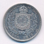 Brazília 1881. 1000R Ag T:2 karc, ph. Brazil 1878. 1000 Reis Ag C:XF scratch, edge error Krause KM# 481 - Image 2