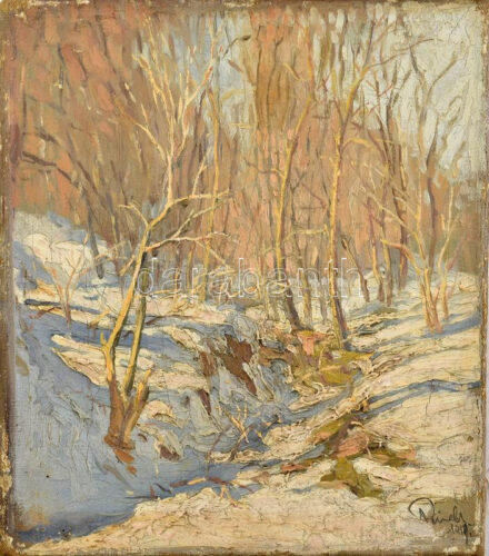 Reich jelzéssel: Téli táj. Olaj, vászon. 30,5x27 cm
