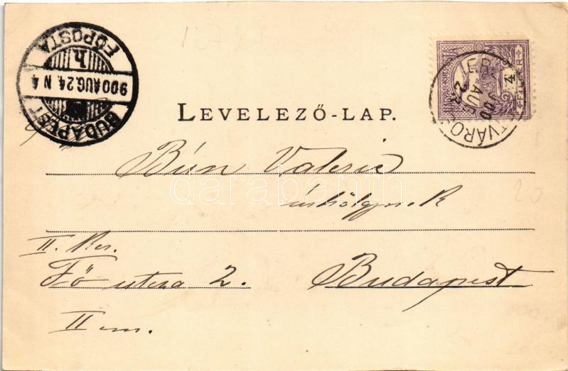 1900 Erzsébetváros, Dumbraveni; Honvéd laktanya, Városi tanács, városháza, Takarékpénztár szálloda, étterem és kávéház. Scholtes Albert kiadása / K.u.K. military barracks, town hall, savings bank, hotel, restaurant and café. Art - Image 2