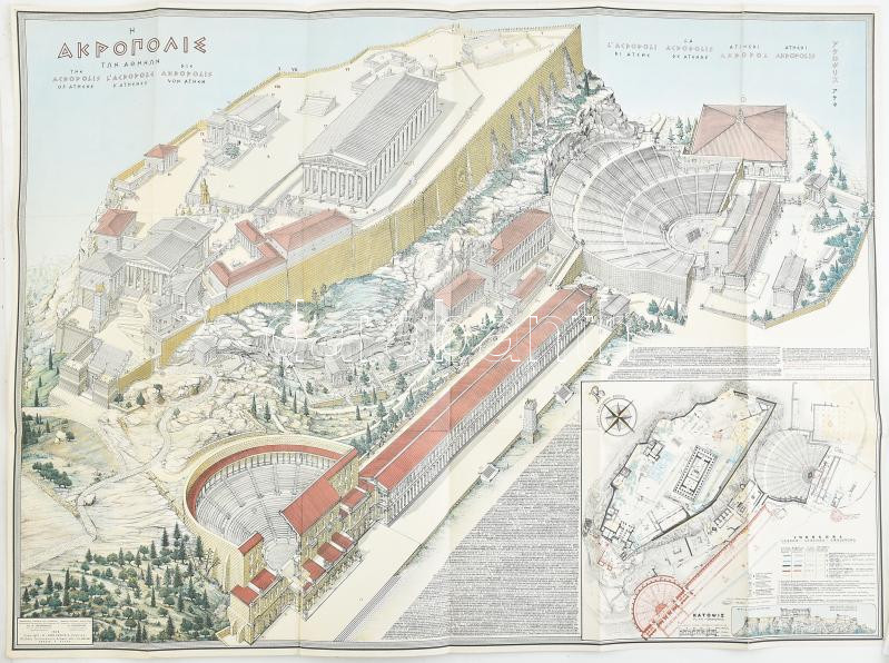 cca 1980 Athén az Akropolisz térképe