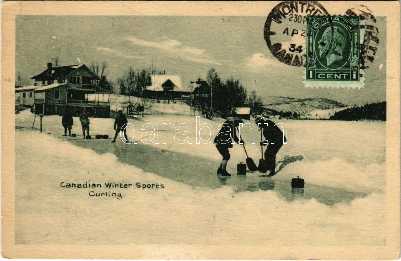1934 Canadian Winter Sports, curling / téli sport. TCV card