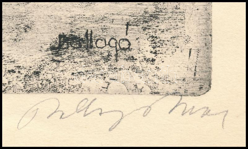 Ballagó Imre (1915-1997): Székesfehérvár ezer éves 1972, Csíkszentmihályi R. milleniumi plakettje. Rézkarc, papír, jelzett, 19x29 cm - Image 2