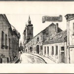 Olvashatatlan jelzéssel, 5 db grafika: Székesfehérvár részletek (Romkert, Szabadság tér stb.). Rézkarc, papír, 19x29 cm - Image 4
