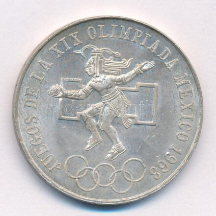 Mexikó 1968. 25P Ag 'Olimpia' T:1- Mexico 1968. 25 Pesos Ag 'Olympiad' C:AU patina Krause KM#479.1
