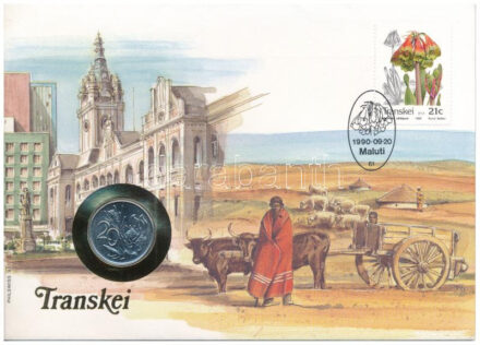 Dél-Afrikai Köztársaság / Transkei 1990. 20c Ni felbélyegzett borítékban, bélyegzéssel, német nyelvű tájékoztatóval T:1- South African Republic / Transkei 1990. 20 Cents Ni in envelope with stamp, cancellation and a prospectus in