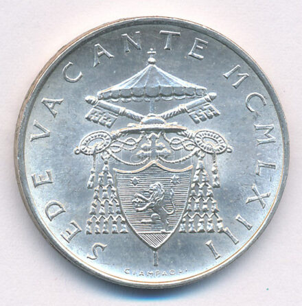 Vatikán 1963. 500L Ag 'Sede Vacante' T:1,1- kis patina Vatican 1963. 500 Lire Ag 'Sede Vacante' C:UNC,AU small patina Krause KM#75