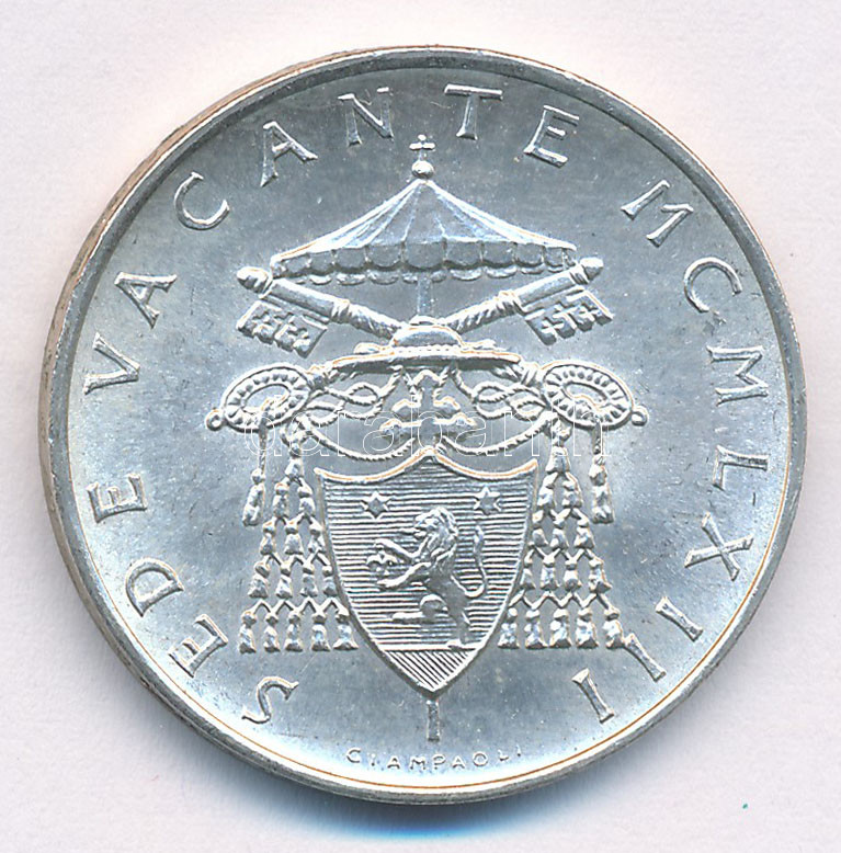 Vatikán 1963. 500L Ag 'Sede Vacante' T:1,1- kis patina Vatican 1963. 500 Lire Ag 'Sede Vacante' C:UNC,AU small patina Krause KM#75