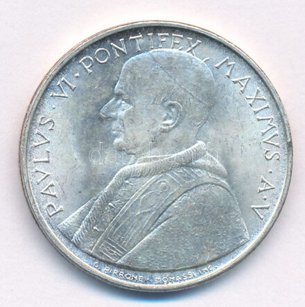 Vatikán 1967. 500L Ag 'VI: Pál' T:1- Vatican City 1967. 500L Ag 'Paulus VI' C:XF Krause KM# 99