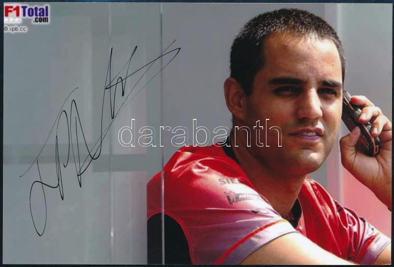 Juan Pablo Montoya Forma-1-es versenyző aláírása fotón