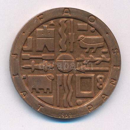 Uruguay 1969. 1000P Cu 'FAO' könnycseppel, mintaveret T:1- patina, kis ph Uruguay 1969. 1000 Pesos Cu 'FAO' with teardrop, pattern C:AU patina, small edge error Krause KM#55a