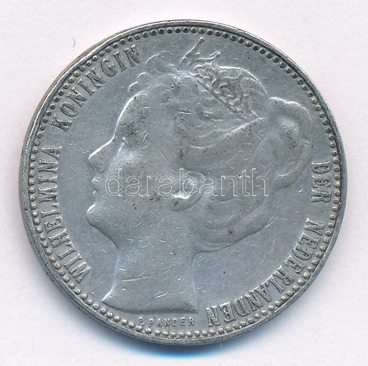 Hollandia 1898. 1G Ag T:2- kis ph. Netherlands 1898. 1 Gulden Ag C:VF small edge error Krause KM# 122 - Image 2