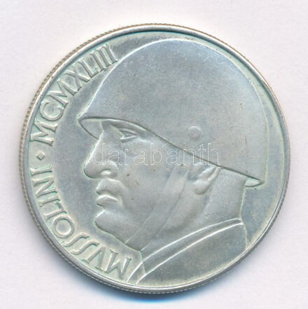 Olaszország 1928. (1943) 20L 'Mussolini' fantáziaveret T:1- Italy 1928. (1943) 20 Lire 'Mussolini' fantasy coin C:AU Krause X# 2